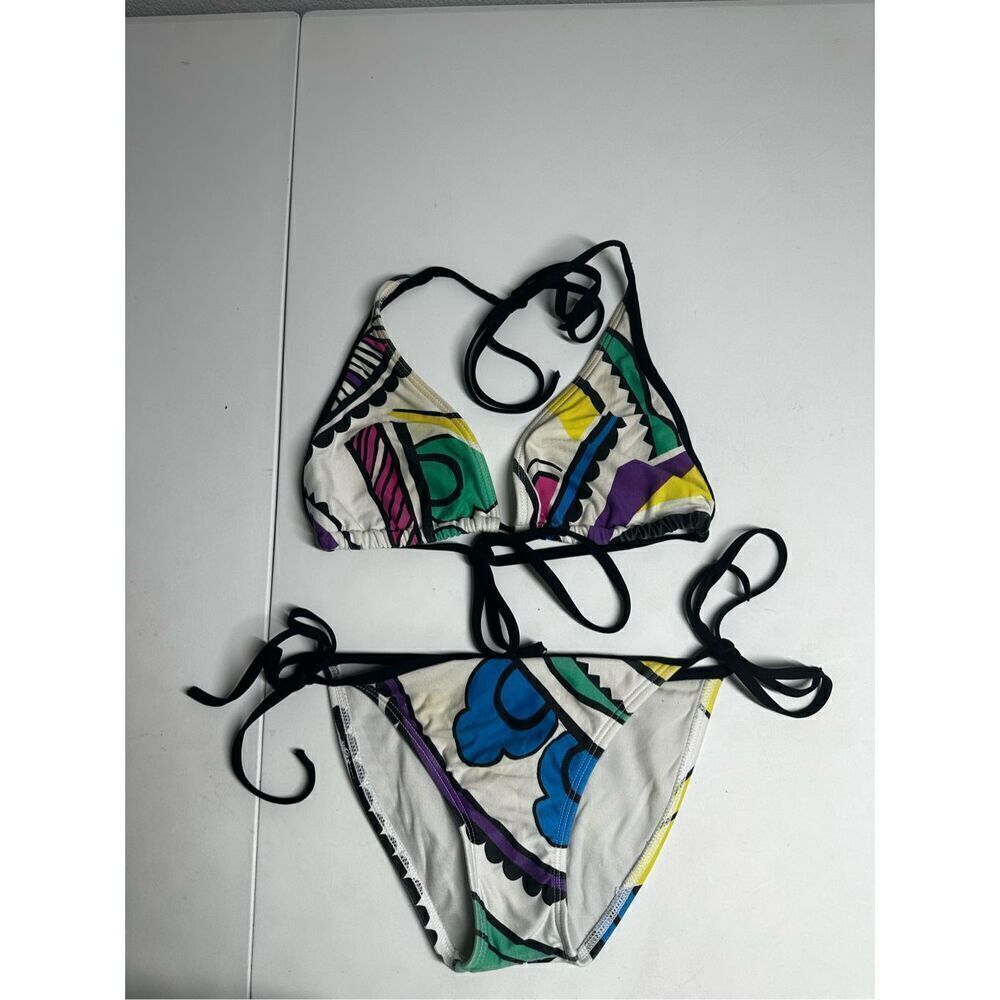 Vintage Rampage Multicolored Halter Bikini Set Size S See description